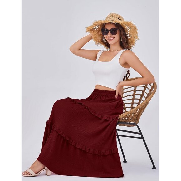 Lightweight Flowy Maxi Skirt with Ruffles & Pockets - Perfect for Every Style - Picture 5 of 5
